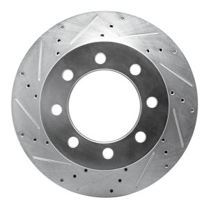 Dodge Ram 2500 Brake Rotor (1) - Front Left - R1 Concepts - Drilled & Slotted - Silver - `03-`08